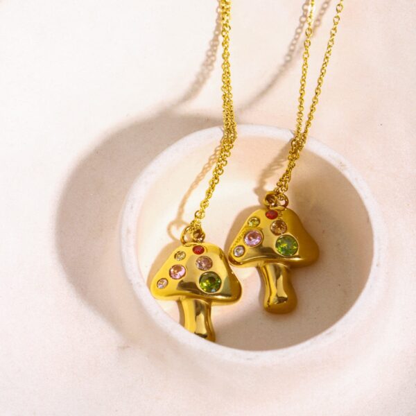 Wholesale Golden Mushroom Lucky Symbol Gold Plated Necklace