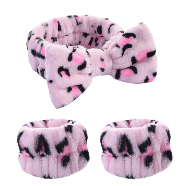 Wholesale Color Leopard Coral Fleece Wash Face Wrist Band Headband