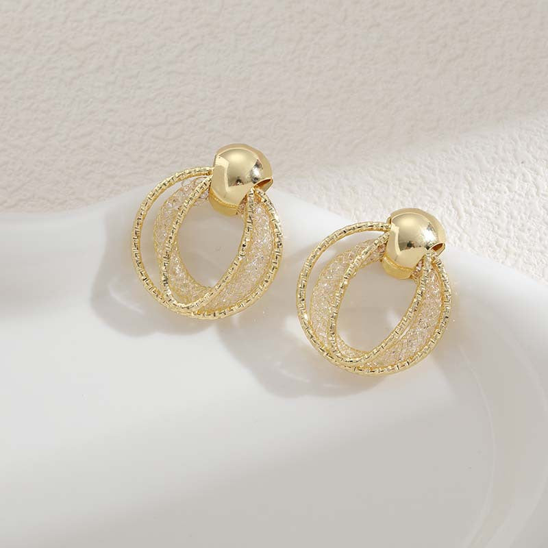 Wholesale Gold Exaerated Creative Copper Stud Earrings