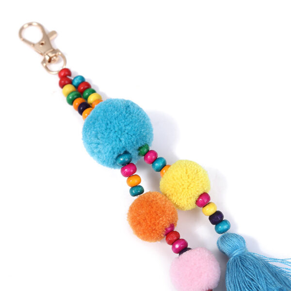 Wholesale Colorful Fur Ball Tassel Alloy Keychain