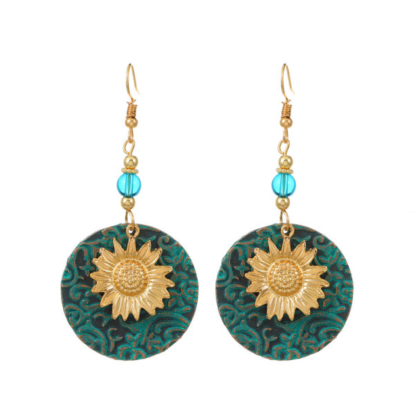 O1CN01xiCi3Q1WVhR1DLfdl_3379762794-0-cib Wholesale Color Separation Double Layer Sunflower Pattern Earrings
