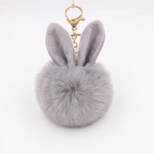 Light gray / Rabbit plush pendant keychain
