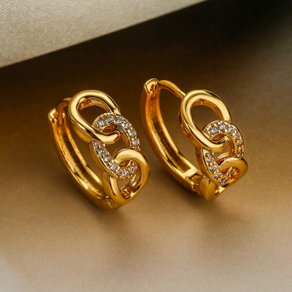 Wholesale Copper Plated 18K Gold Zircon Geometric Earrings