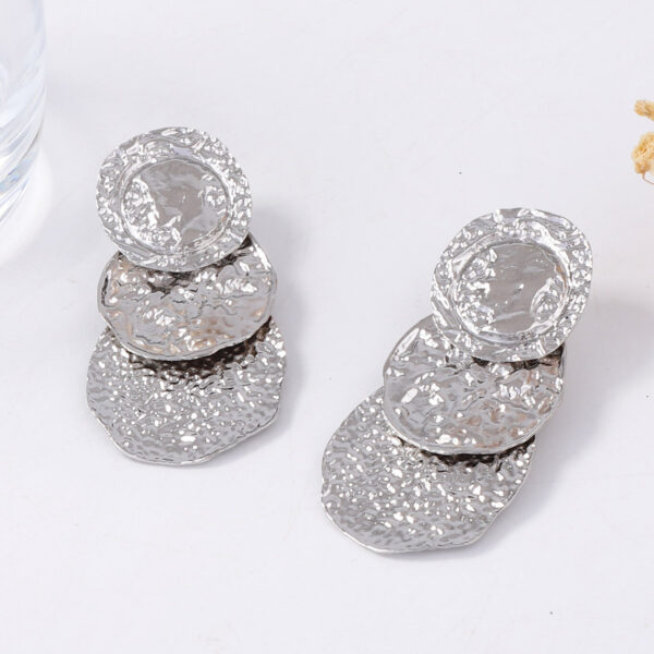 Wholesale Geometric Circular Alloy Multi-layer Pleated Earrings