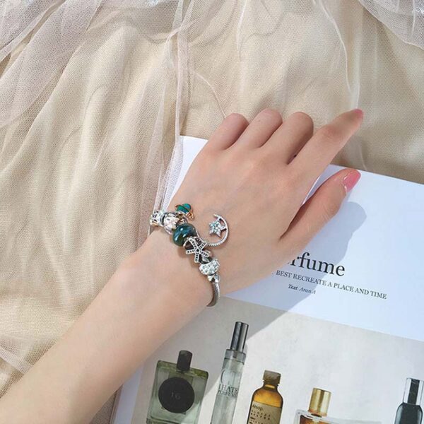 Wholesale Stainless Steel Green Planet Playing Cards Crystal Bracelet