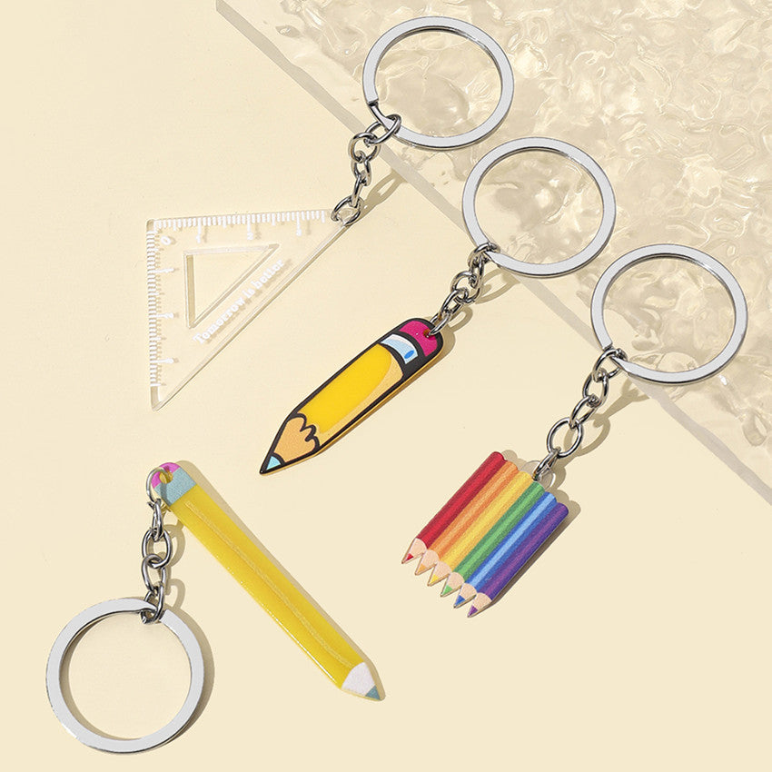 Wholesale Pencil Ruler Stationery Acrylic Keychain