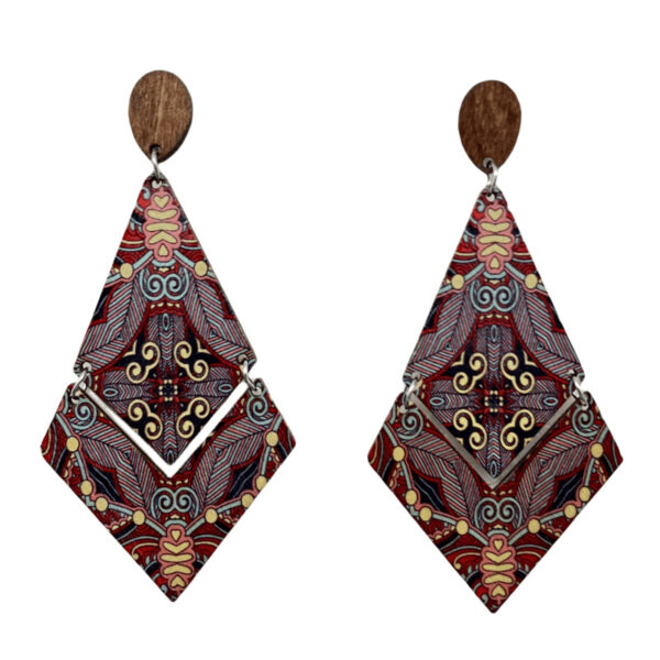 Wholesale Bohemian Diamond Wood Earrings