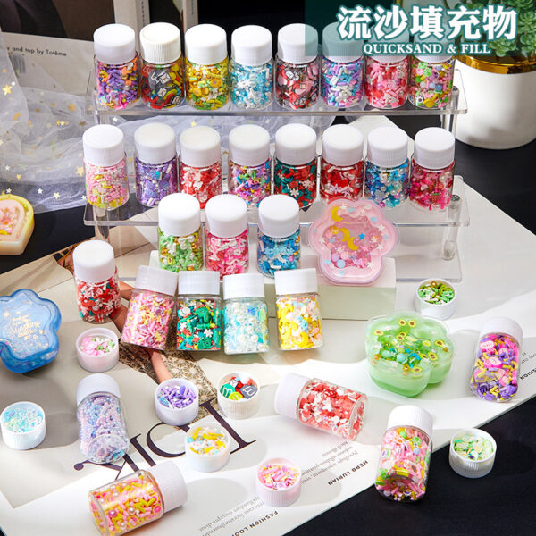Wholesale DIY Crystal Dropping Gel Fruit Soft Pottery Candy Accessories  In Globe Balls Snow Stars Pearl Flowing Sand Filler