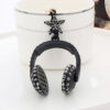Wholesale Spray Painted Earphones with Diamonds, Cute Bag Pendants, Alloy Keychains