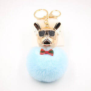Light blue / Cool Dog fur ball keychain