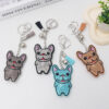Wholesale Velvet Cartoon Dog Fighting Hot Diamond Keychains