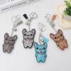 Wholesale Velvet Cartoon Dog Fighting Hot Diamond Keychains