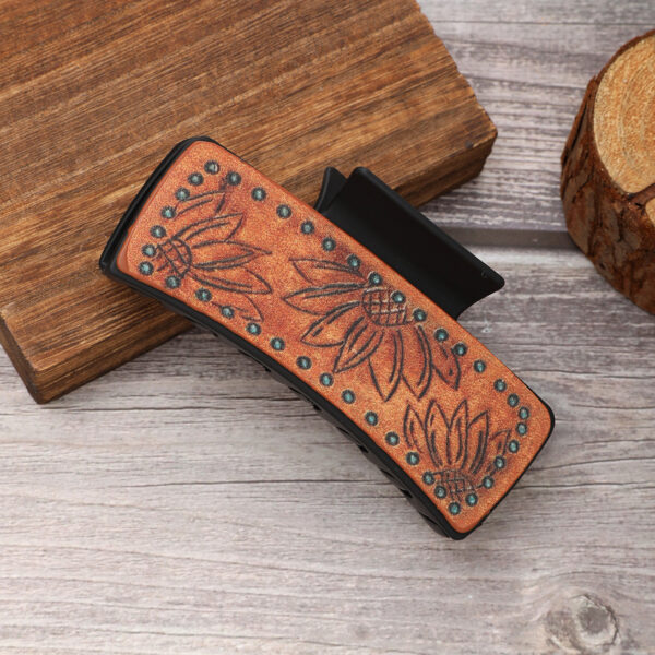 Wholesale Western Style Sunflower Leather Hair Clips