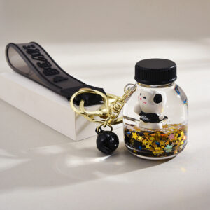 Soda Bottle / Bear leather rope + bear pendant + Bell