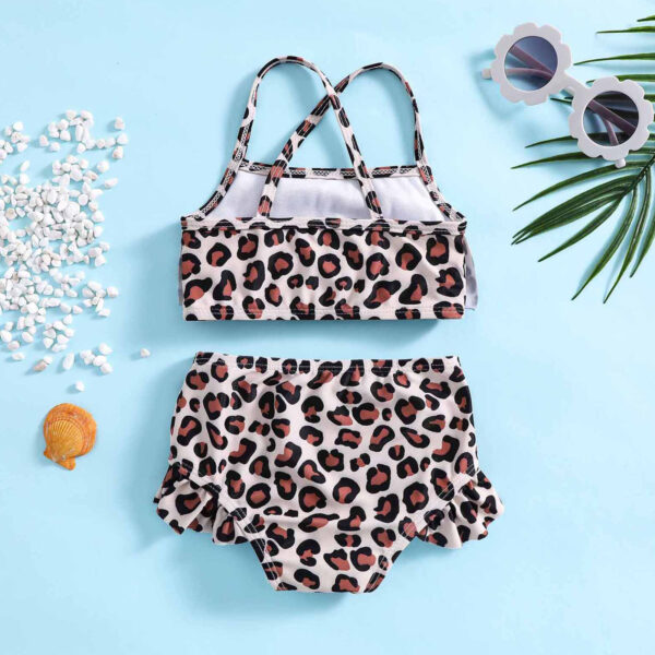 Wholesale Children's Leopard Two-piece Swimsuit Polyester Baby Clothes