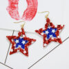 Wholesale Independence Day PU Leather Pentagram Geometric Earrings