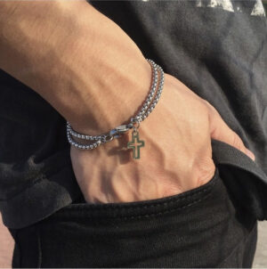 Wholesale Titanium Steel Cross Hollow Double Chain Men's Bracelets
