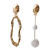 Wholesale Metal Geometric Pearl Earrings Asymmetric Earrings