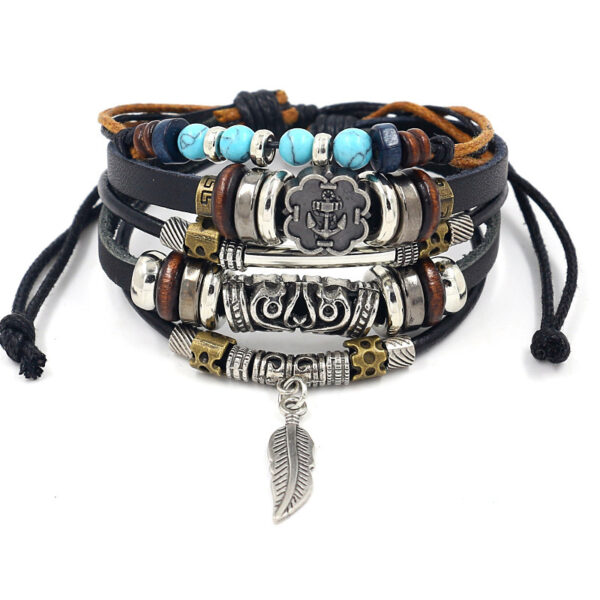 O1CN01xw2TAA1dLo314YWXc_3010463720-0-cib Wholesale alloy anchor cowhide bracelet turquoise beaded multi-layer braided bracelet
