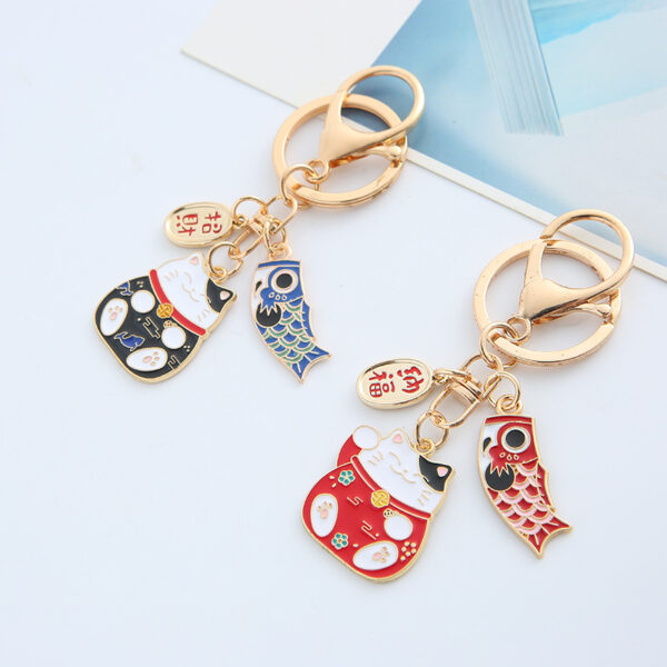 O1CN01xxq8Qs1JVcDs4fxw4_2208113251034-0-cib Wholesale Japanese Lucky Cat Drip Oil Alloy Keychains