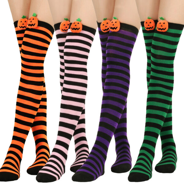 Wholesale Halloween Cartoon Devil Knee-high Striped Socks