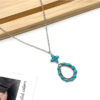 Wholesale Four Leaf Clover Turquoise Alloy Cross Chain Pendant Necklace
