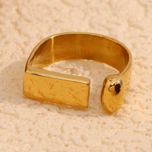 Wholesale Stainless Steel 18K Gold Plated Geometric Strip Open Ring
