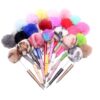 Wholesale Beadable Pens Pom Pom Beadable Pen Leopard Print Plush Multicolor DIY Fluffy Pens