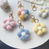 Wholesale Plush Colored Flower Ball Keychains