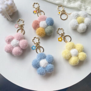O1CN01y0ogQn1SLqNrph8Ej__2206609712231-0-cib-1 Wholesale Plush Colored Flower Ball Keychains
