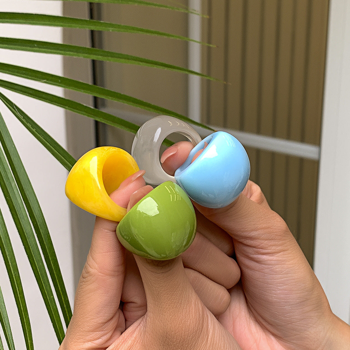 Wholesale Candy Colored Acrylic Geometric Rings