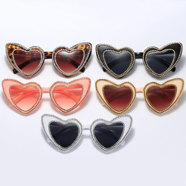 Wholesale Leopard Pattern Love Diamond Set PC Sunglasses