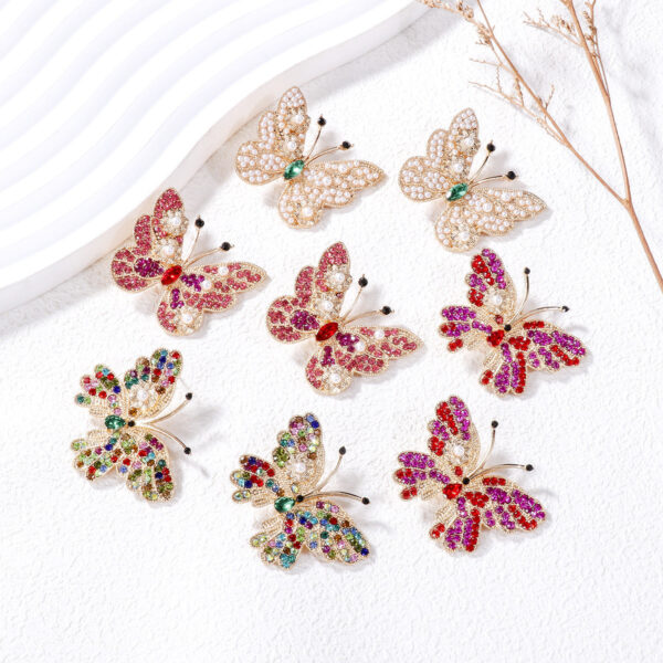 Wholesale Butterfly Colored Diamond Inlaid Alloy Earrings