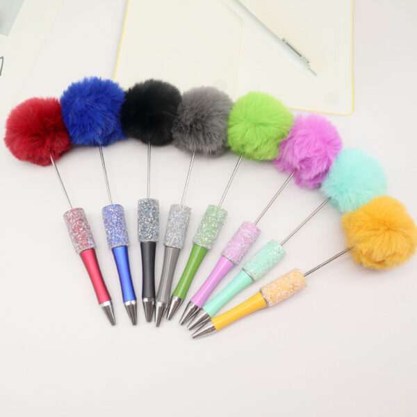 O1CN01y4rugD1dthd1yMjgq_2216028933794-0-cib-1 Wholesale Beadable Pens Sugar Rhinestone Leopard Print Pom Pom Pen Fluffy Pens