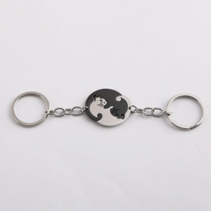 Round cat (Black + White keychain pair)