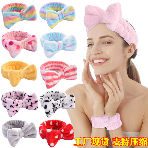 Wholesale Plush Makeup Bow Headband