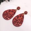 Wholesale Gold Glitter Glitter Powder Leather PU Drop Shape Earrings