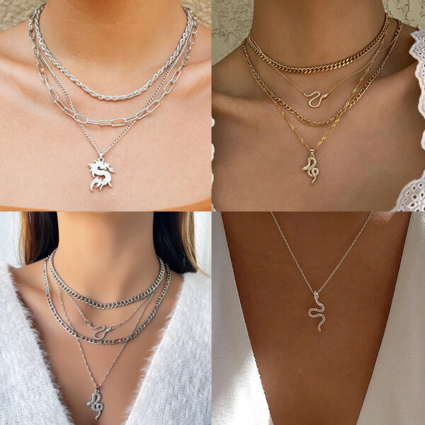 Wholesale Alloy Snake Element Necklace