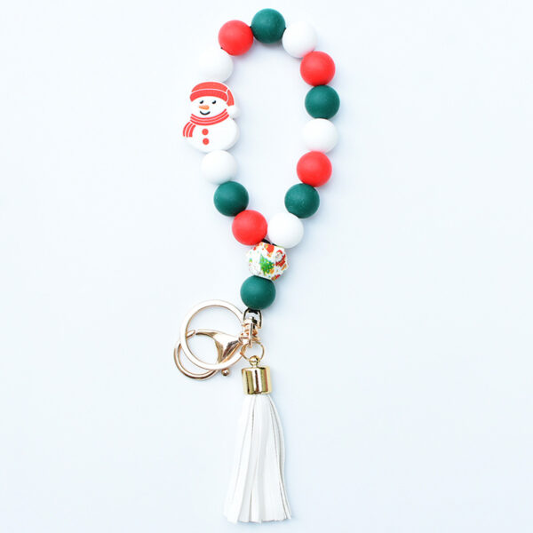 Wholesale Christmas Tree Silicone Beads Wrist Keychain
