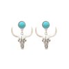 Wholesale Western Bull Head Skull Chain Alloy Earrings