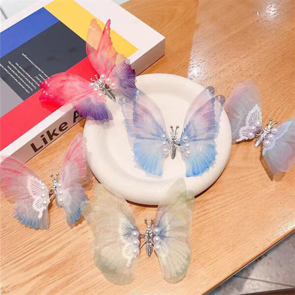 Wholesale Kids Double Layer Butterfly Plastic Hair Clips