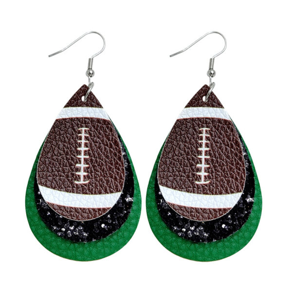 Wholesale Rugby Drop Shaped Leather Earrings