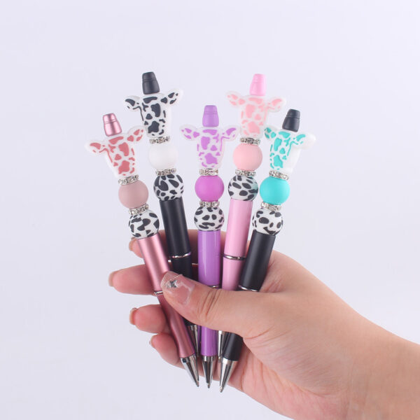 O1CN01yBW4YN1NrNgEBR6OB_2214899881623-0-cib-1 Wholesale Cartoon Cow Head Cow Pattern Silicone Bead Pen