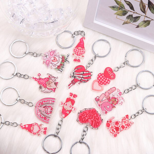 Wholesale Valentine's Day Love Dwarf Flamingo Rainbow Acrylic Keychain
