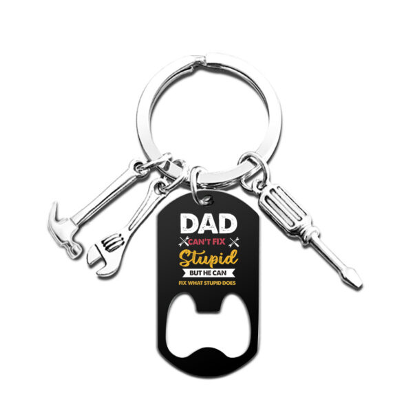 Wholesale Father's Day Bottle Opener Color Printed Stainless Steel Keychain