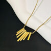 Wholesale of New Minimalist Fan Shaped Light Gold Collarbone Titanium Steel Necklace