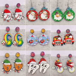 Wholesale Christmas Collection Wooden Earrings