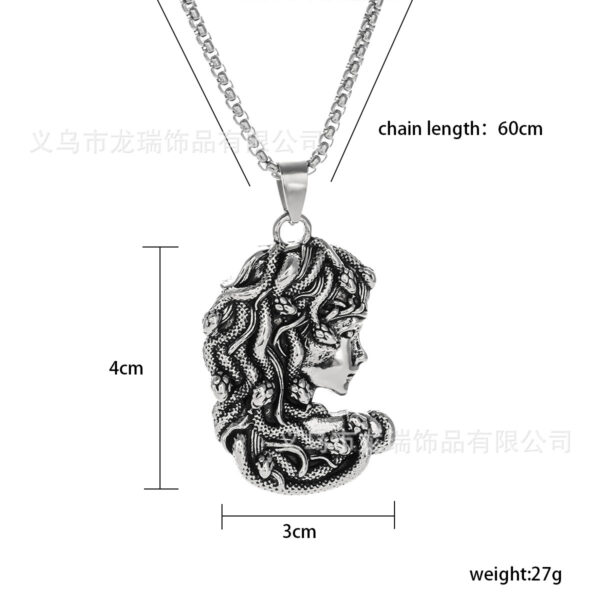 Wholesale Retro Punk Snake Medusa Stainless Steel Necklace