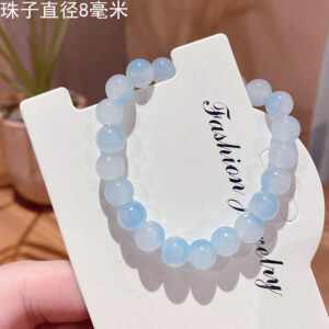 Sky Blue 8mm Double Color Gradient Ice Glass Bracelet