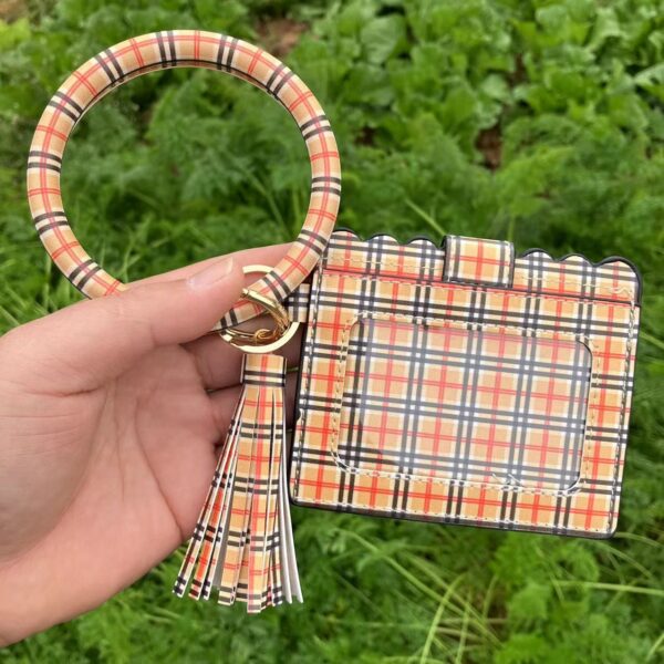 Wholesale PU Leather Leopard Leather Card Holder Wrist Keychain